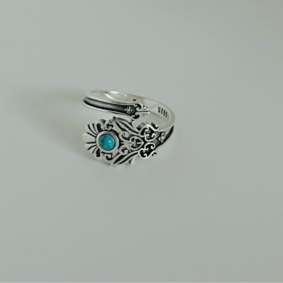 Sterling silver turquoise ring, wrap around ring, wrap around turquoise ring - Picture 6 of 15